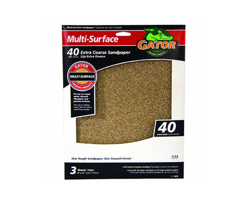 9"x11" Extra Coarse Multi-Surface Sandpaper - 40 Grit