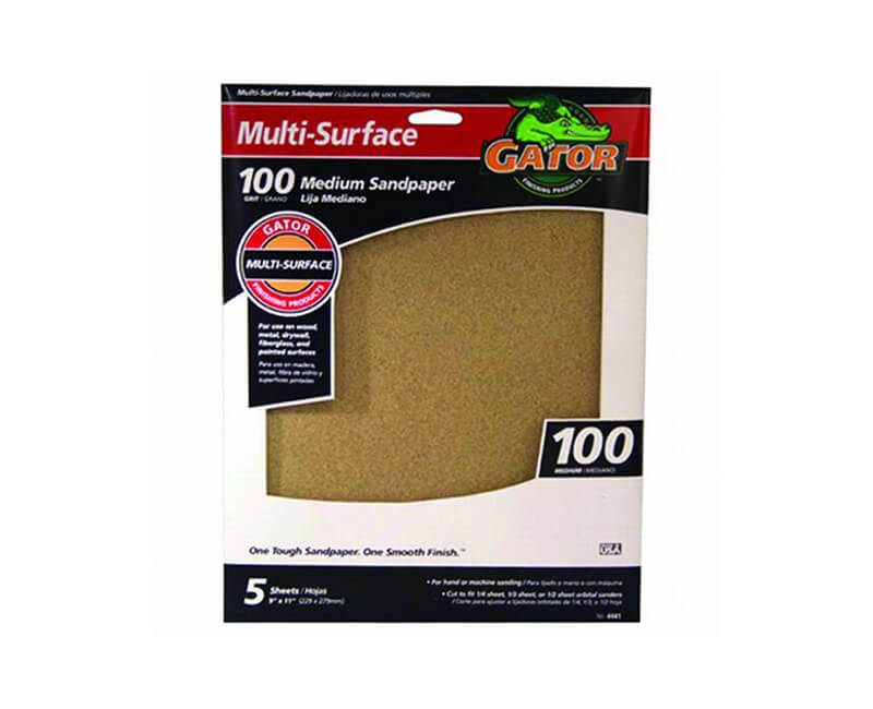 9"x11" Medium Multi-Surface Sandpaper - 100 Grit