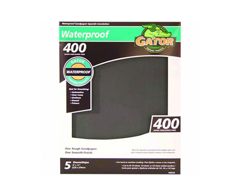 9"x11" Super Fine Waterproof Sandpaper - 400 Grit 5 Pack