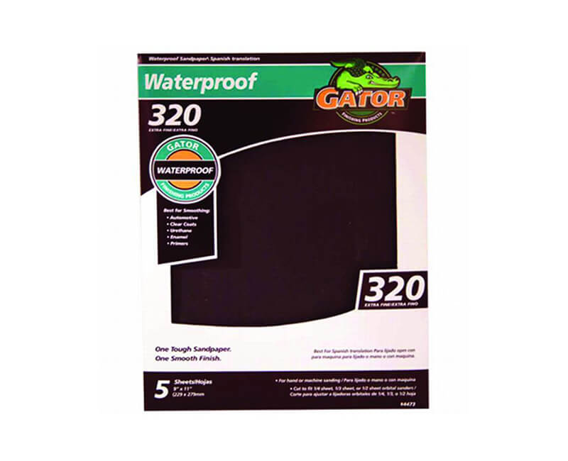 9"x11" Very Fine Waterproof Sandpaper - 320 Grit 5 Pack