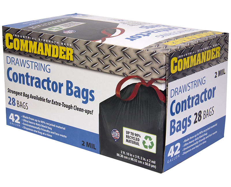 42 Gal. Commander Drawstring Contractor Bags - 28 Pack