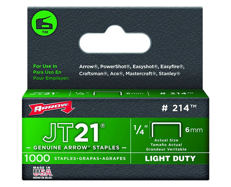 1/4" JT21 Staples - 5 Packs 1000 Per Pack