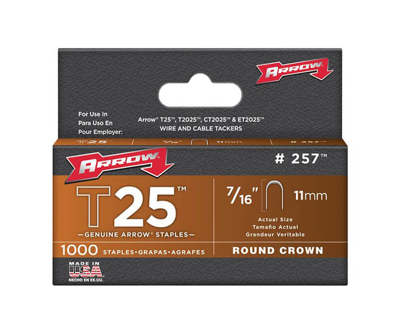 7/16" T25 Staples - 5 Packs 1000 Per Pack