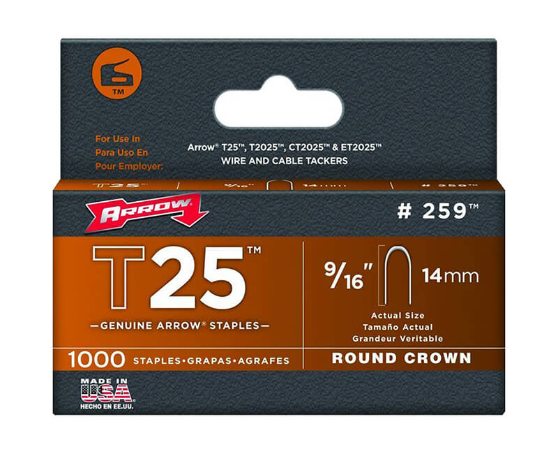 9/16" T25 Staples - 5 Packs 1000 Per Pack