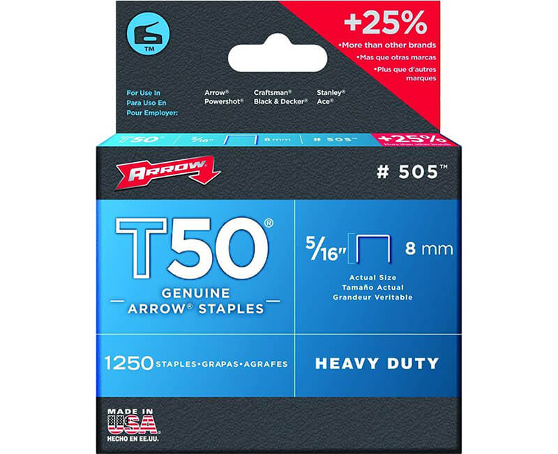 5/16" T50 Staples - 4 Packs 1250 Per Pack