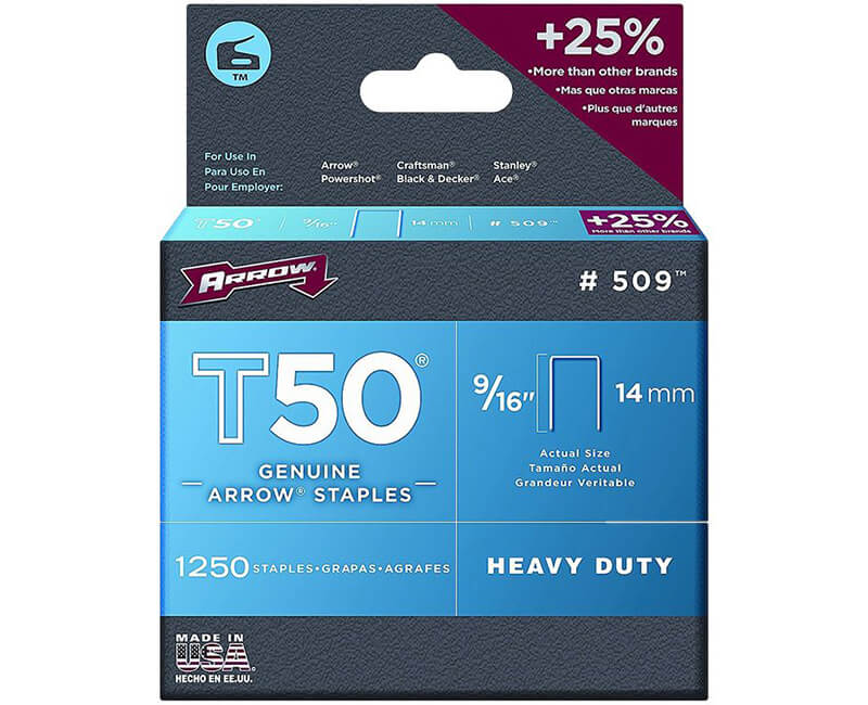 9/16" T50 Staples - 4 Packs 1250 Per Pack