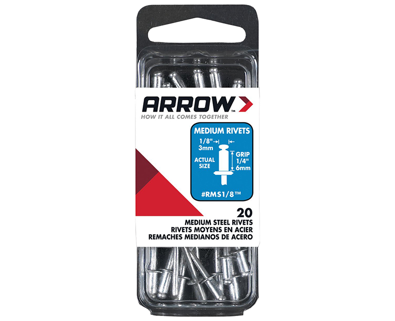 1/8" Steel Rivets - 1/4" Range - 20 PCS.