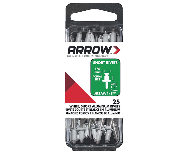 1/8" Aluminum White Rivets - 1/8" Range - 25 PCS.