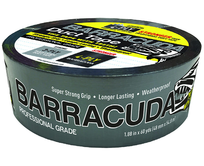 SILVER W/BLACK BACKING PROFESSIONAL BARRACUDA DUCT TAPE 1.88" X 60YDS