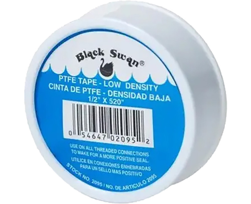 PTFE Tape, White, 1/2" X 520"