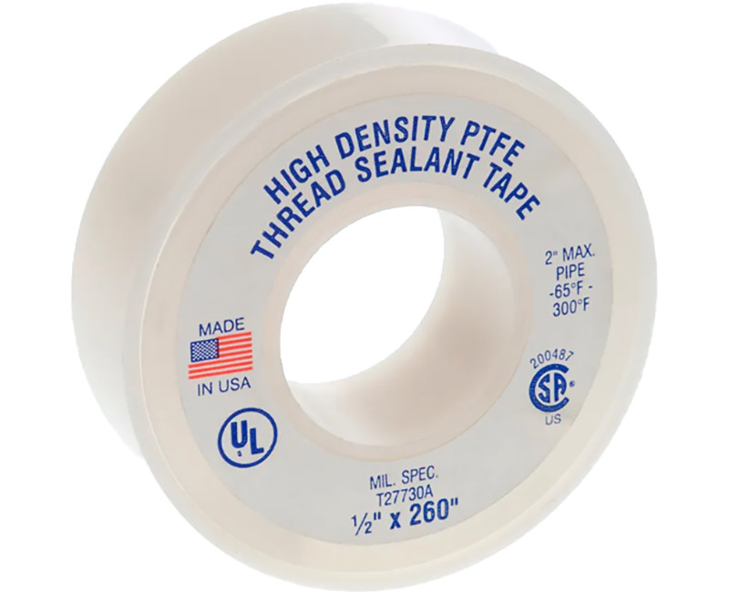 PTFE Tape (White), High Density, 1/2" x 260"