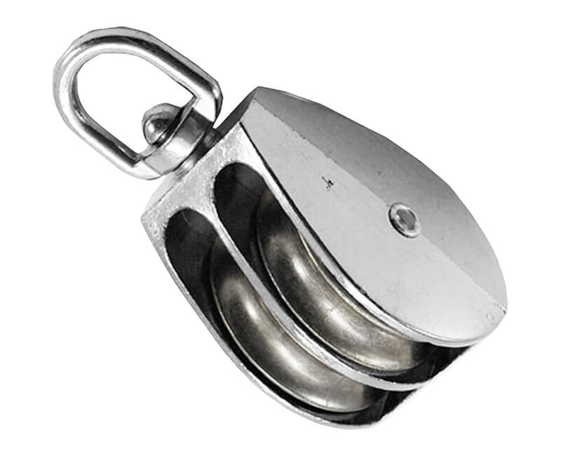 1-1/2" Swivel Eye Double Pulley - Nickel