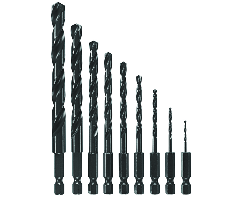 Impact Black Oxide Drill Bit Set - 9 Pieces