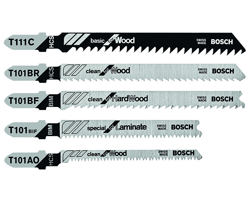 5 PIECE PRO-WOOD T-SHANK JIG SAW BLADE SET