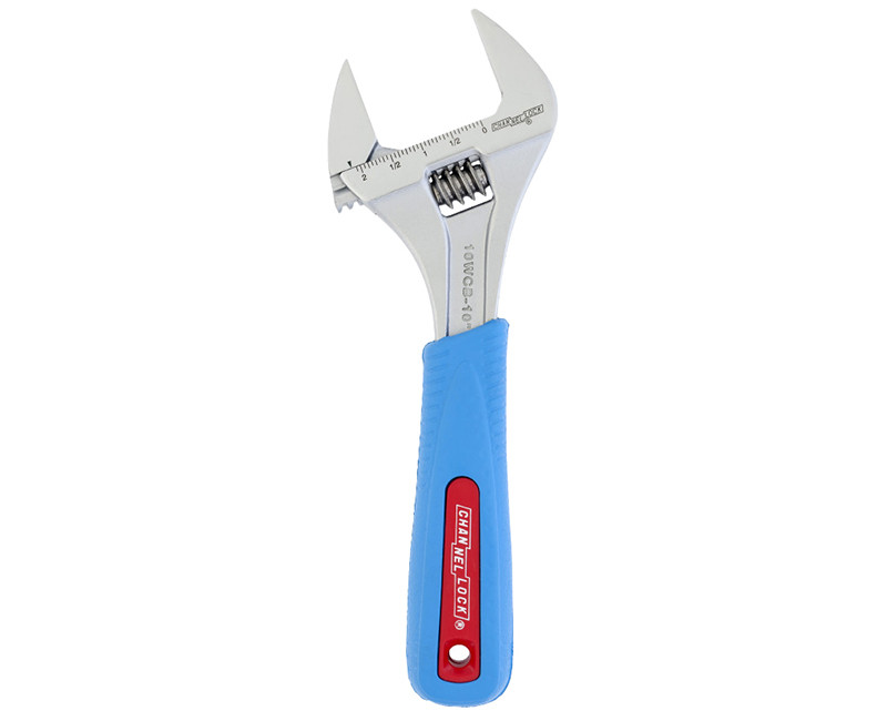 10" EXTRA WIDE CODE BLUE ADJ. WRENCH W/ GRIP