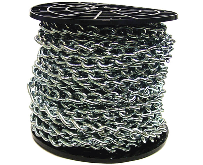 2/0 Zinc Plated Twist Link Machine Chain - 75' Reel