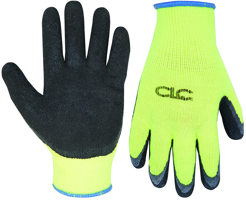 HI VIS COLD WEATHER LATEX GRIPPER GLOVE LARGE