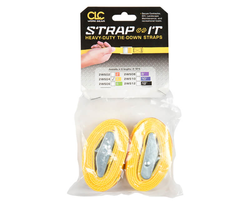4' Yellow Web Tie Down Straps - 2 Per Pack
