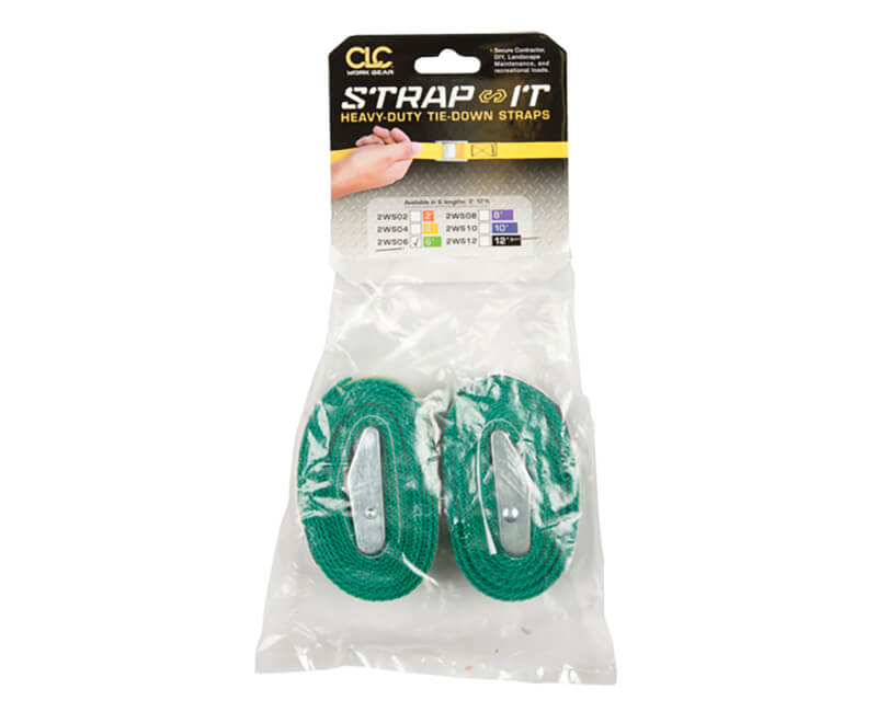 6' Green Web Tie Down Straps - 2 Per Pack