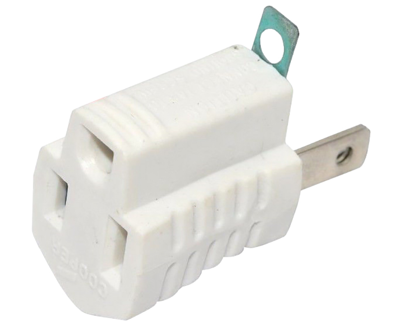 Adaptor 2P Polarized To 3W Grounding - White