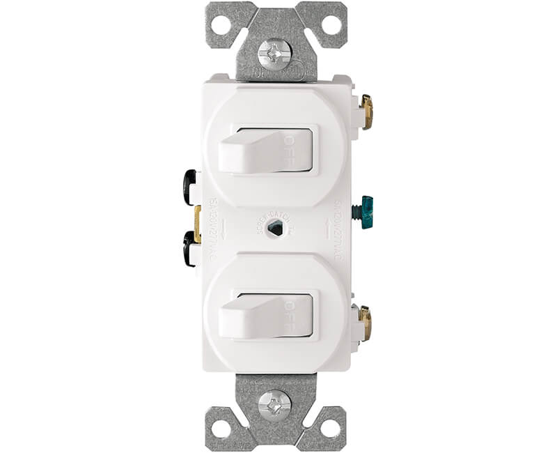 15 AMP Two Single Pole Switches - White Boxed