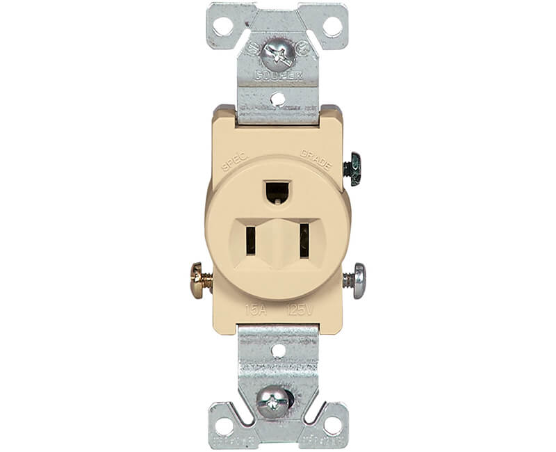 15 AMP 120 Volt Single Receptacle - Ivory Boxed