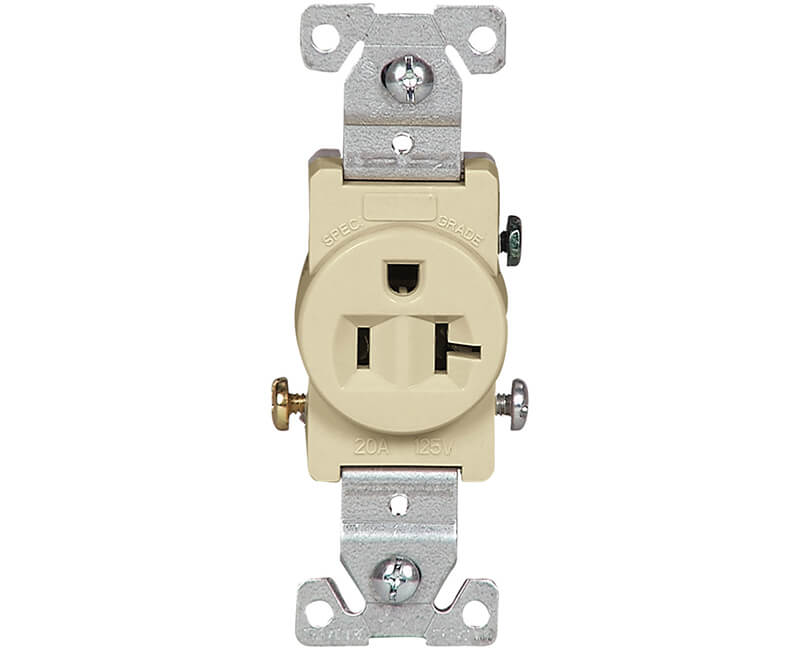 20 AMP 120 Volt Single Receptacle - Ivory Boxed