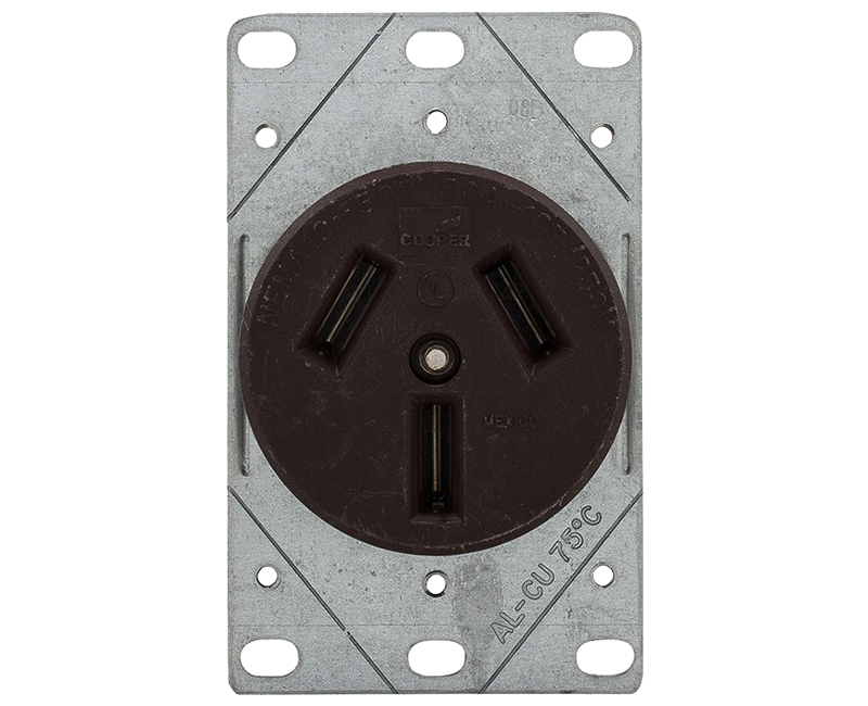 Recp 3P 3W Straight Flush Mint - 50A Brown
