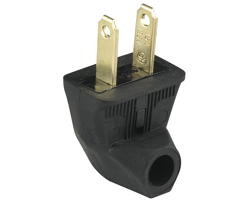 Plug Angle Rubber 2P 2W Straight - 15A Black