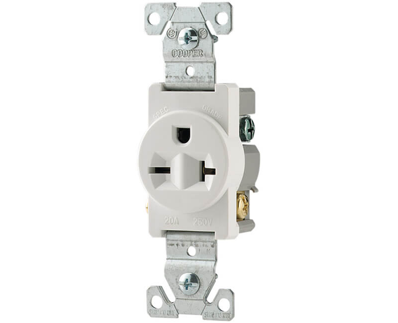 20 AMP 250 Volt Single Receptacle - White Boxed