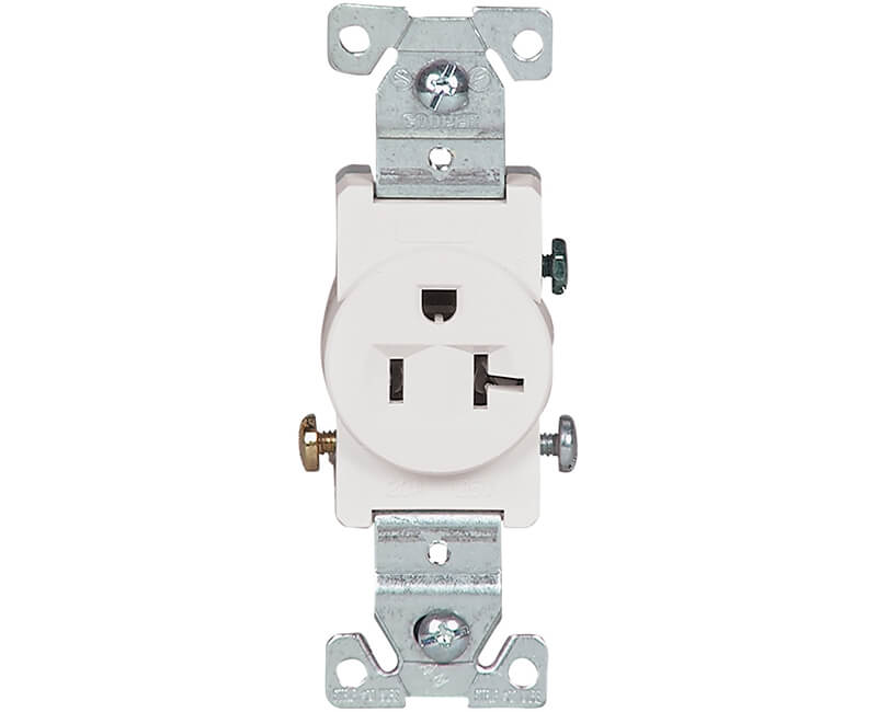 20 AMP 120 Volt Single Receptacle - White Boxed