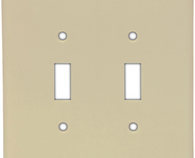 Two Gang Toggle Switch Plate - Ivory Bulk