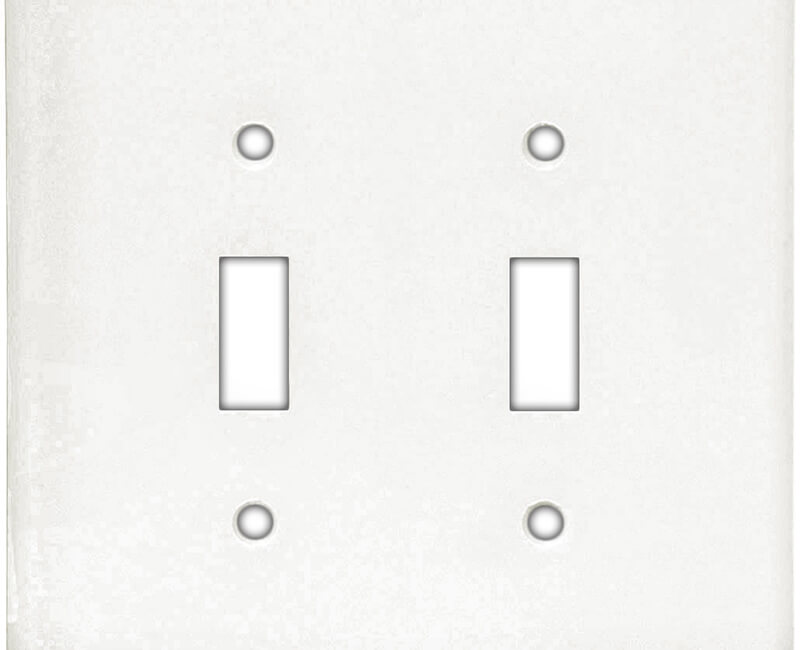 Two Gang Toggle Switch Plate - White Bulk