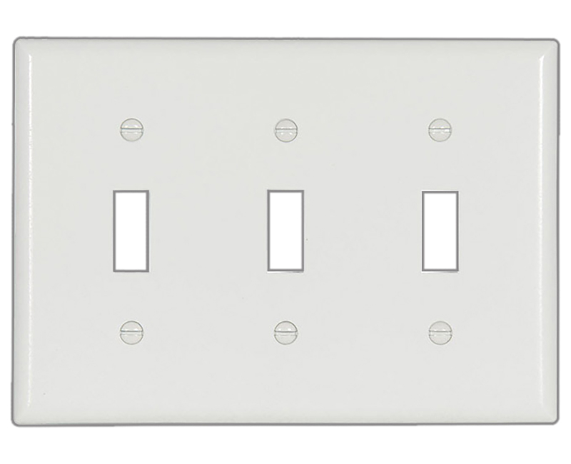 Three Gang Toggle Thermoset Standard Wallplate - White