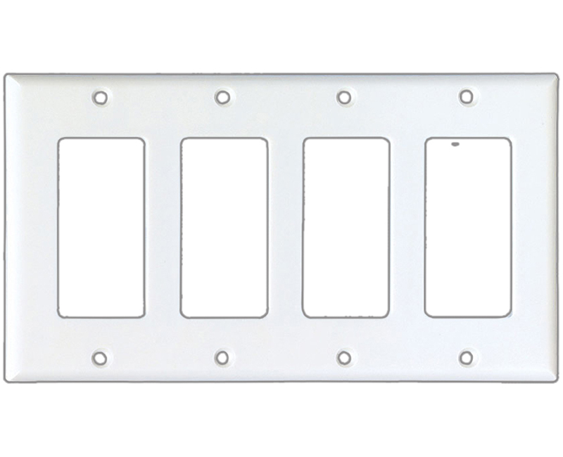 Four Gang Decorator Thermoset Standard Wallplate - White