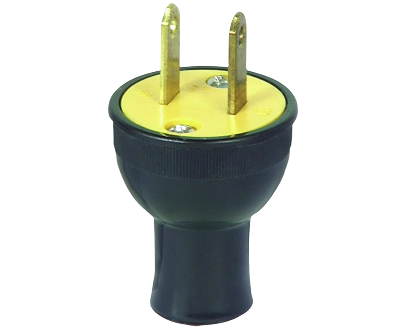 Round Straight Plug 2P 2W - 15A Black