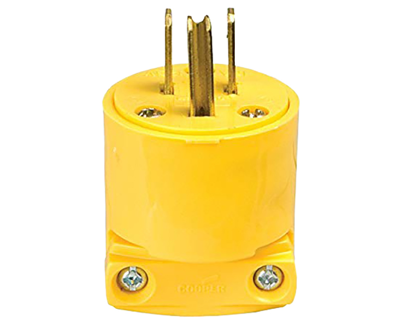 PLUG 15A 125V 2P3W VINYL STRAIGHT YELLOW