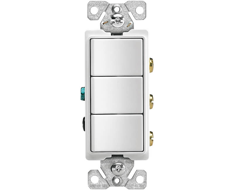 15 AMP Three Single Pole Decorator Switches - White Boxed