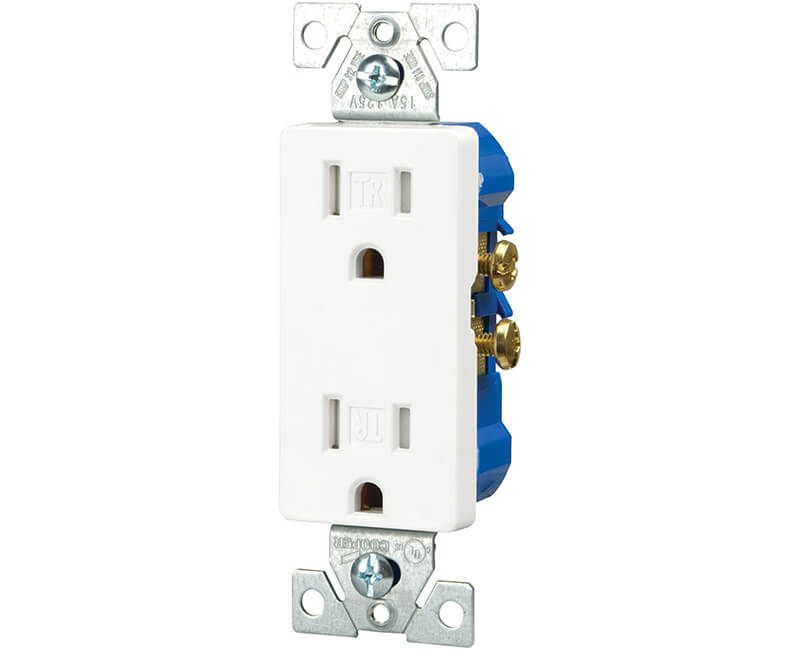 15 AMP Tamper-Resistant Decorator Duplex Receptacle - White Boxed