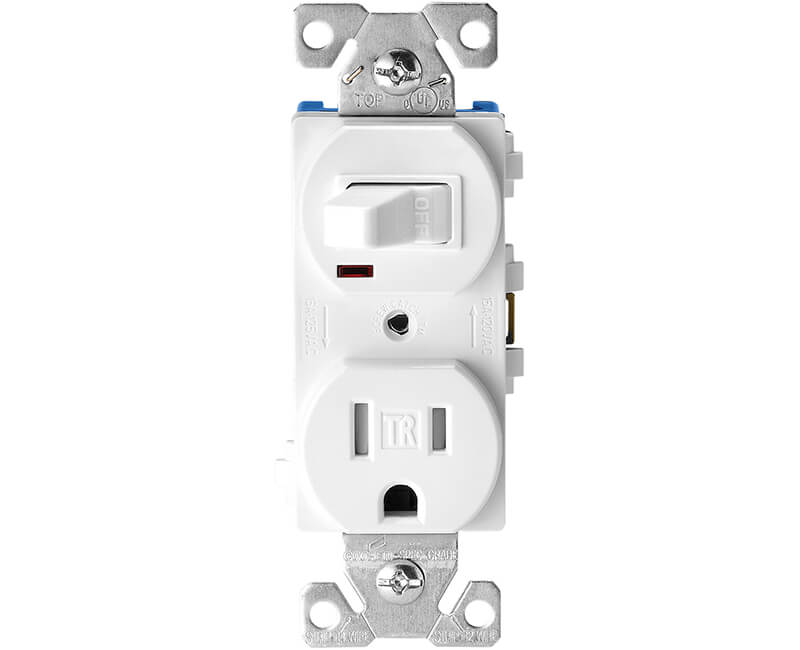 Single Pole Switch With Tamper Resistant Receptacle - White Boxed