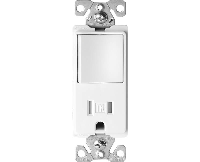 Single Pole Decorative Switch With Tamper Resistant Receptacle - White Boxed