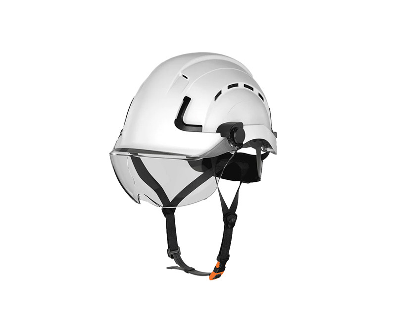 Type 2, Class C, H2-CH Safety Helmet w/Chin Strap, Vented, Slotted, Ratchet Fit Suspension, ABS/Polycarbonate Shell, EPS Foam Interior, One Size Fits Most, Adjustable 52-63 CM Circumference, Weather Resistant, Color: White