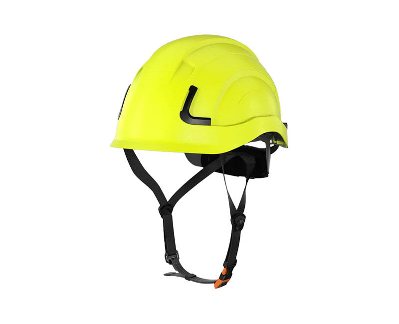 Type 2, Class E, H2-EH Safety Helmet w/Chin Strap, Non-Vented, Slotted, Ratchet Fit Suspension, ABS/Polycarbonate Shell, EPS Foam Interior, One Size Fits Most, Adjustable 52-63 CM Circumference, Weather Resistant, Color: Safety Yellow