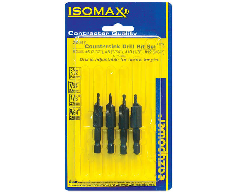 4 PC. Adjustable Countersink Drill Set