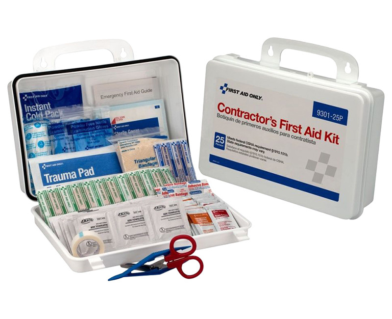 25 PERSON OSHA CONTRACTOR'S FIRST AID KIT, PLASTIC CASE