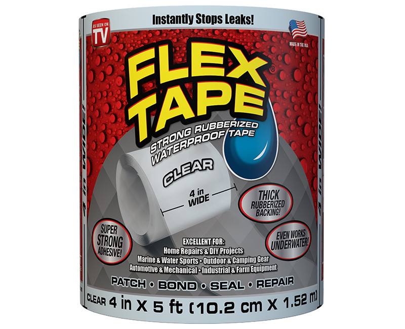 FLEX TAPE CLEAR 4IN WIDE X 5 FEET LONG