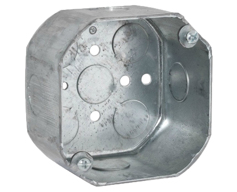 4" Octagon Box, 1-1/2" Deep, 1/2" Knockouts
