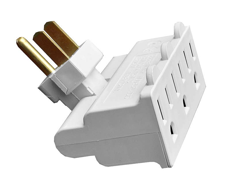 White 3 Outlet Polarized Swivel Tap - 15 AMP