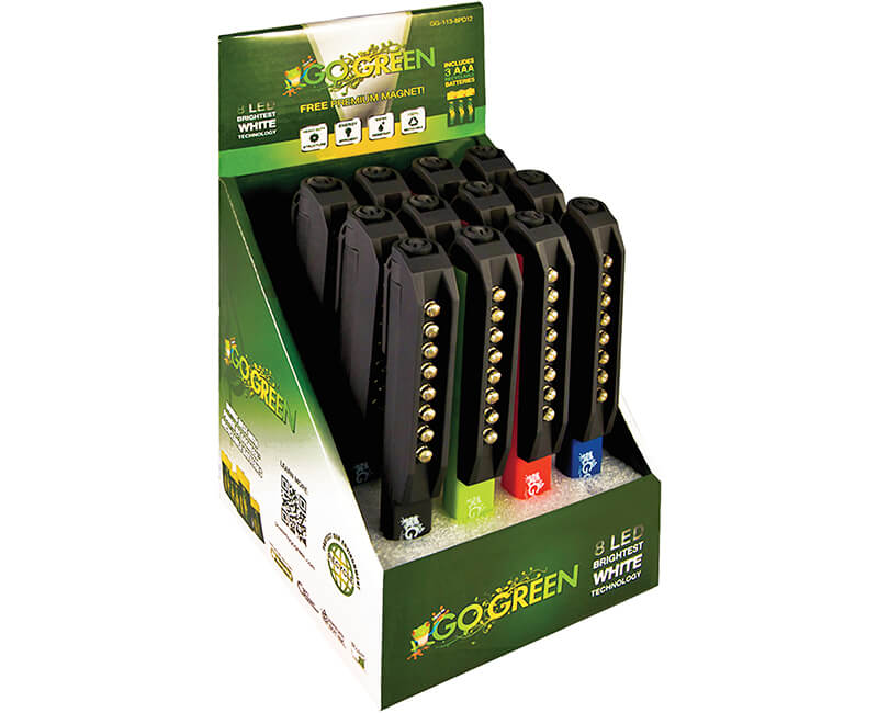 12 Piece Pocket LED Flashlight Display - 4 Colors