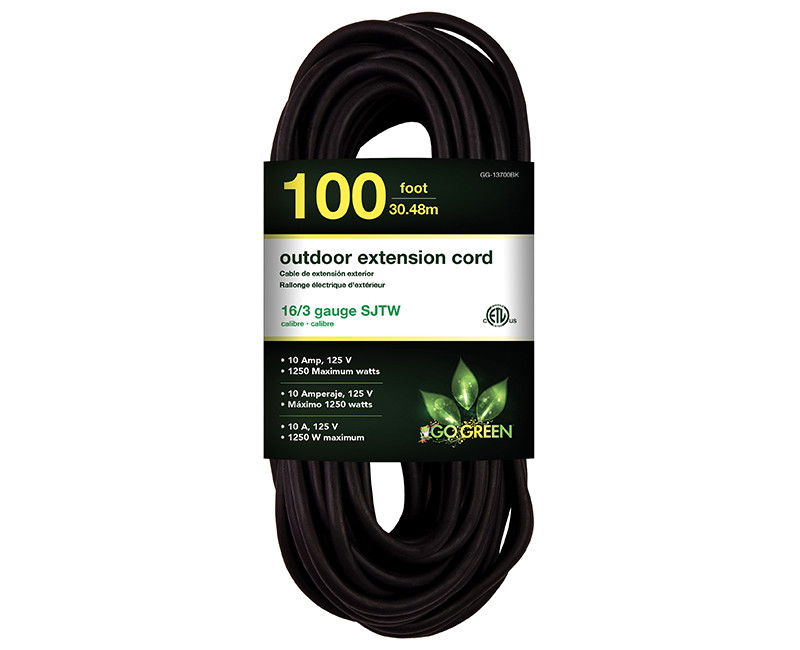 16/3 100' BLACK EXTENSION CORD